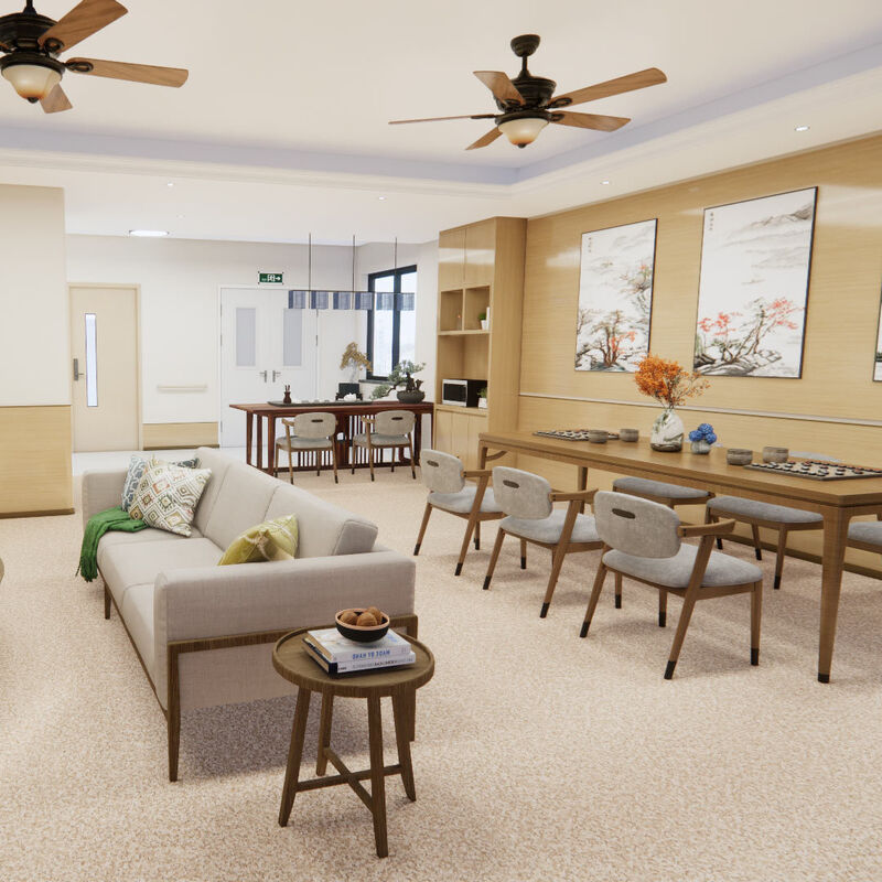 أرضيات متجانسة مقاومة للصدمات مع سطح مضاد للخدش لغرف المرضى في دور رعاية المسنين