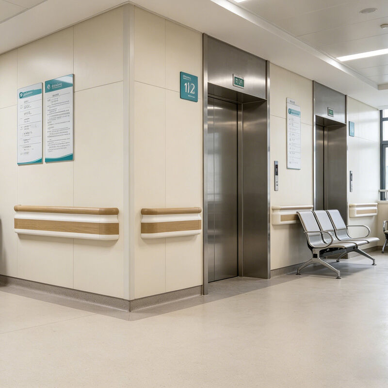 PVC Wood Grain Handrail, Anti-Impact Wall Protection Rail for Hospital Corridors Senior Care Facilities